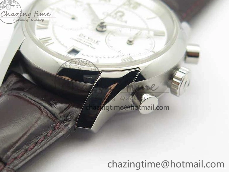 0325 De Ville Chronograph SS OMF 1:1 Best Edition White Dial On Brown Leather strap A Versatile 8111
